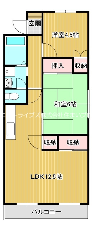 寝屋川市中神田町のマンションの間取り