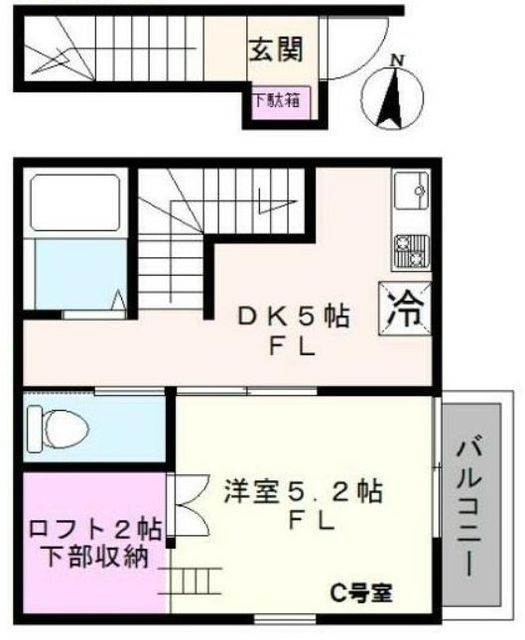 逗子市沼間のアパートの間取り