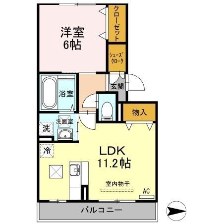 宇部市恩田町のアパートの間取り