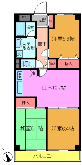 浦安市堀江のマンションの間取り