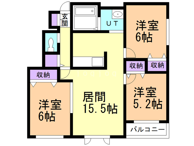 函館市石川町のアパートの間取り