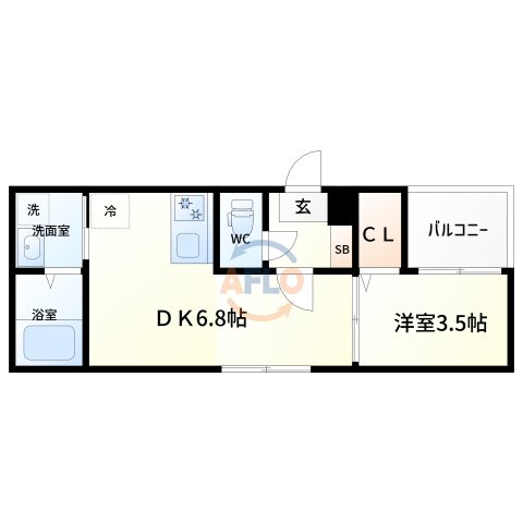 大阪市住之江区東加賀屋のアパートの間取り