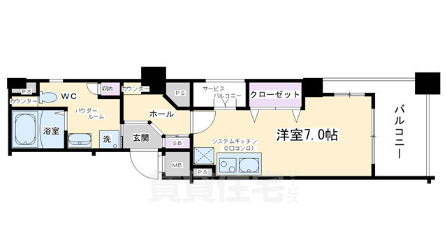 京都市東山区宮川筋８丁目のマンションの間取り