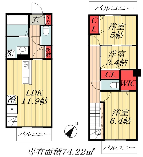 市川市東菅野のマンションの間取り