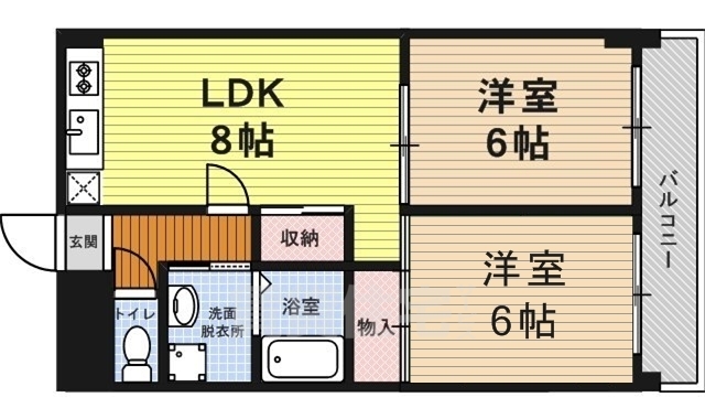 京都市南区吉祥院西浦町のマンションの間取り