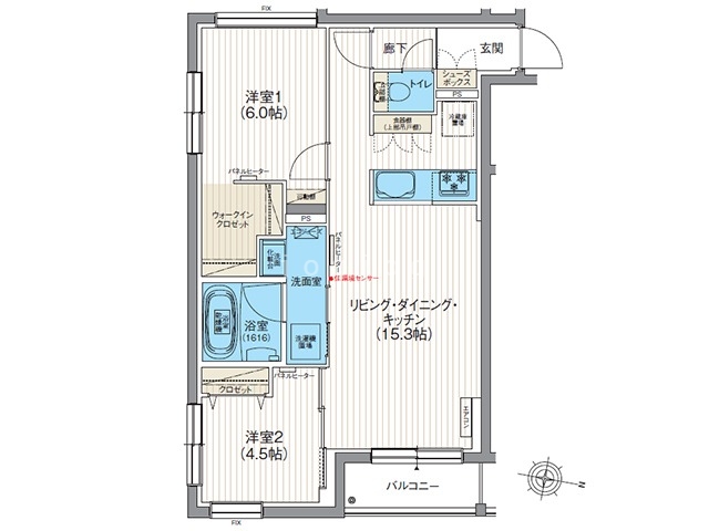 札幌市東区北十九条東のマンションの間取り