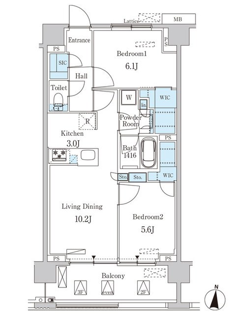 大田区東矢口のマンションの間取り