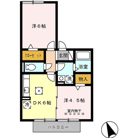 春日井市町屋町のアパートの間取り