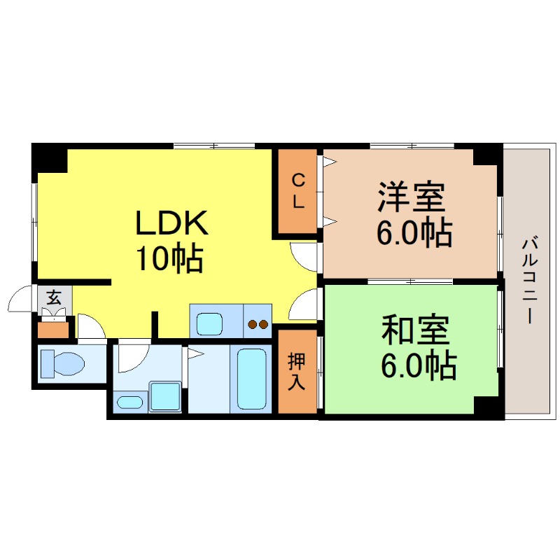 地下鉄名港線 六番町駅 徒歩3分 7階建 築38年の間取り写真