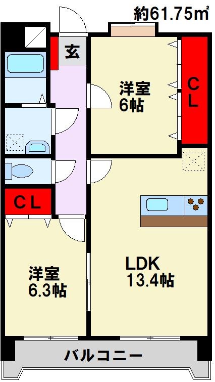 ブルースクエアー響の間取り写真