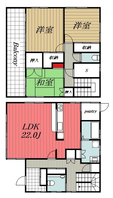 京成千原線 千葉寺駅 徒歩2分 2階建 築27年の間取り写真