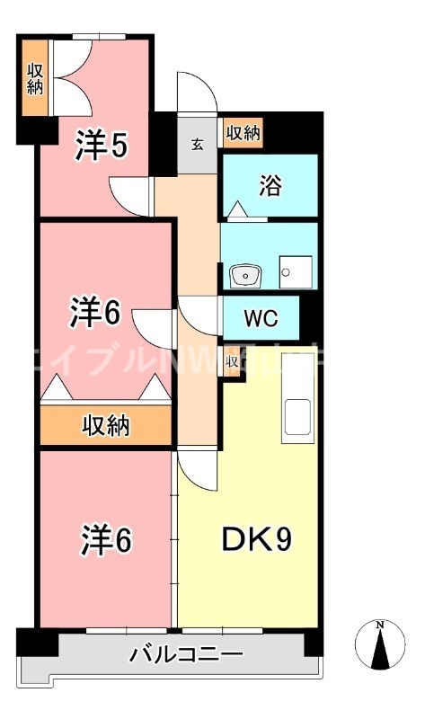 岡山市北区厚生町のマンションの間取り