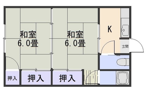 岡山市中区福泊のアパートの間取り