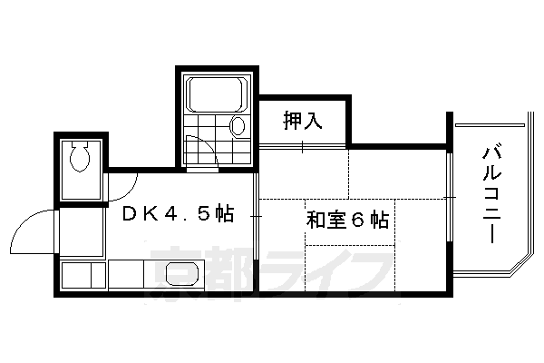 京都市右京区梅津石灘町のマンションの間取り