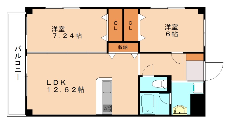 北九州市小倉北区足立のマンションの間取り