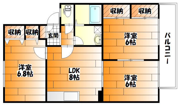 【広島市安佐南区山本のアパートの間取り】