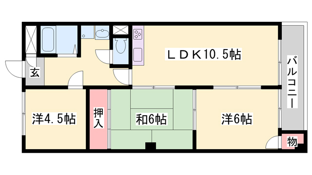 明石市野々上のマンションの間取り