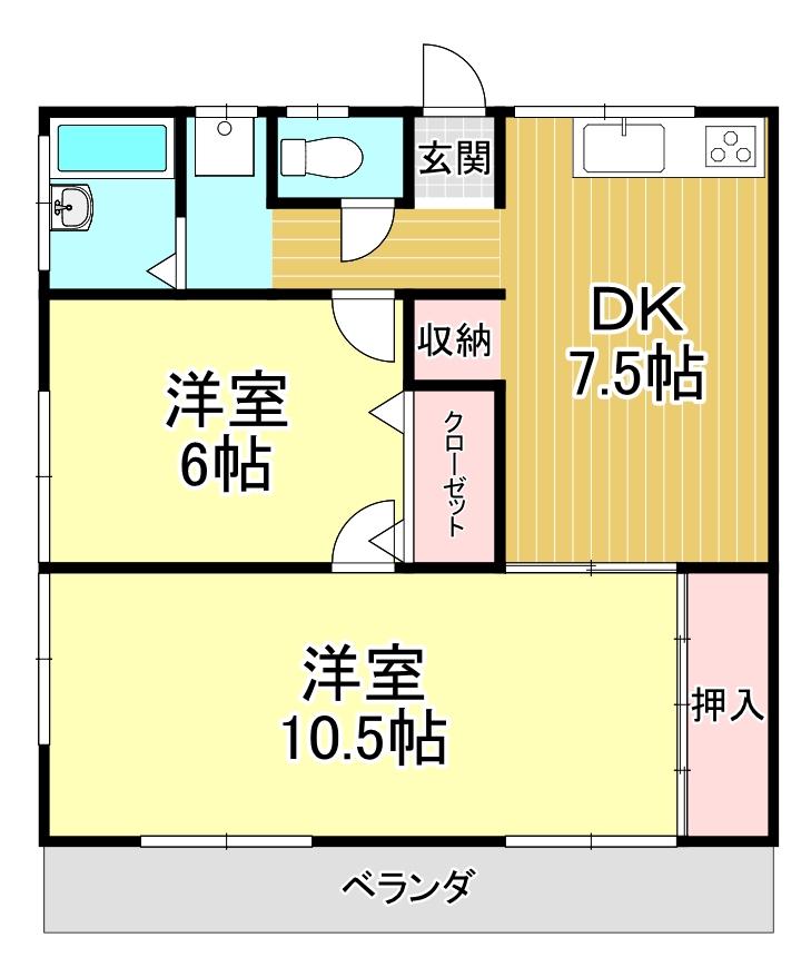 防府市東仁井令町のアパートの間取り