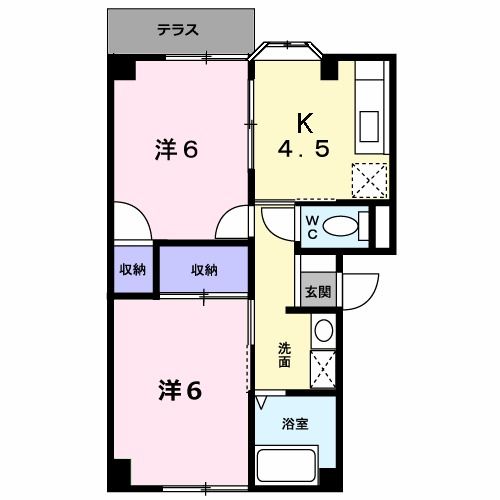 新潟市江南区砂岡のアパートの間取り