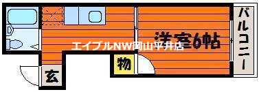 岡山市中区中納言町のマンションの間取り