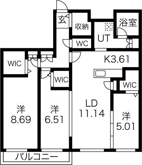 アルファスクエアS17の間取り