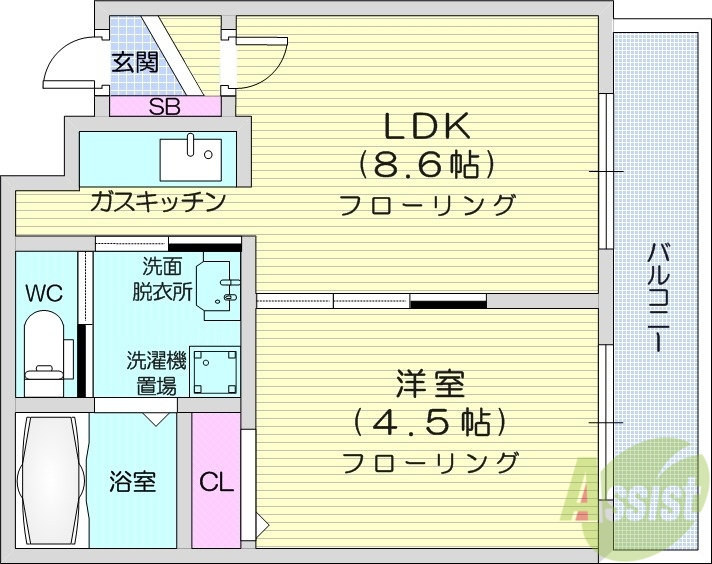 エヴァンスコート南3条の間取り