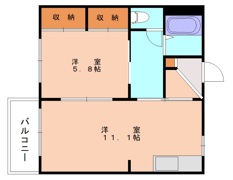 福岡市東区美和台のアパートの間取り