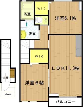 伊勢市上地町のアパートの間取り