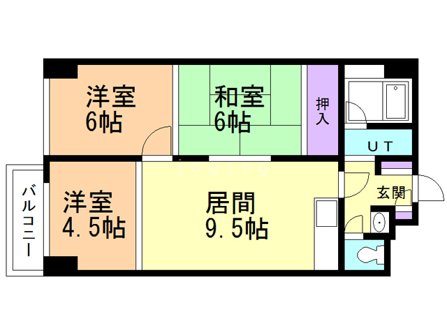 札幌市豊平区平岸三条のマンションの間取り