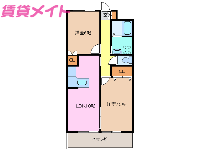 津市久居持川町のマンションの間取り