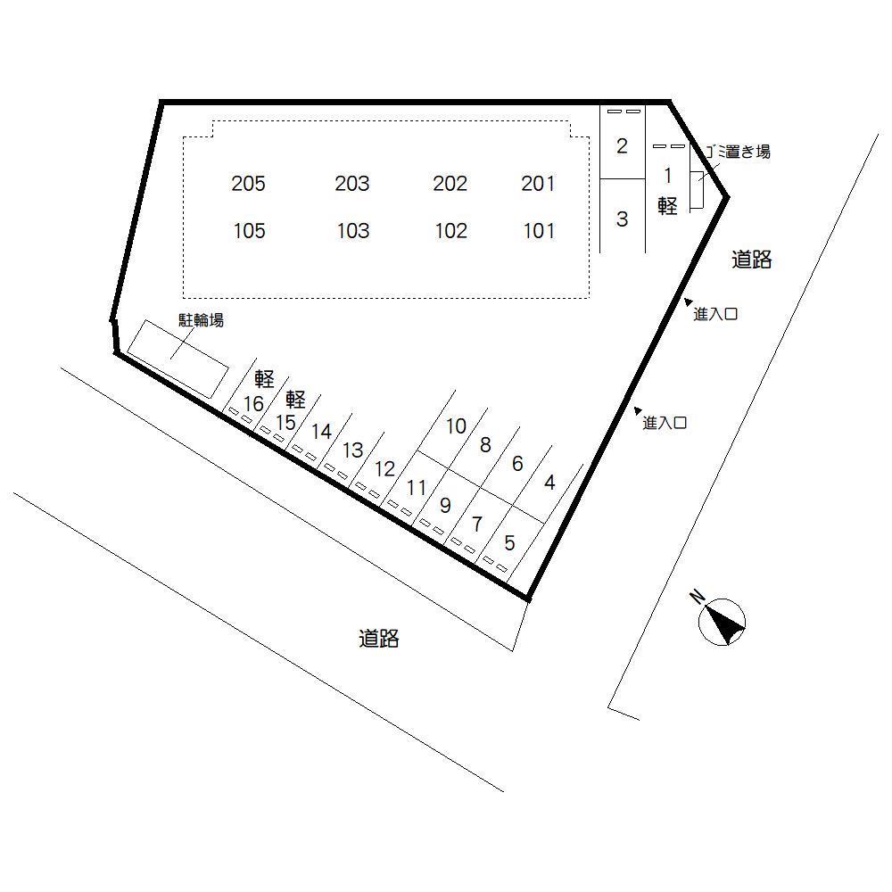 【山口市維新公園のアパートの駐車場】