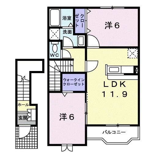 土岐市泉町河合のアパートの間取り