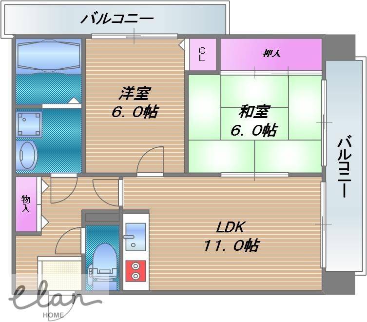 地下鉄中央線 緑橋駅 徒歩6分 9階建 築34年の間取り写真