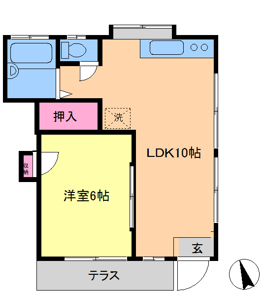 市川市大洲のアパートの間取り