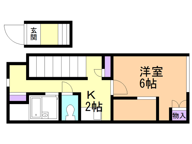 函館市青柳町のアパートの間取り