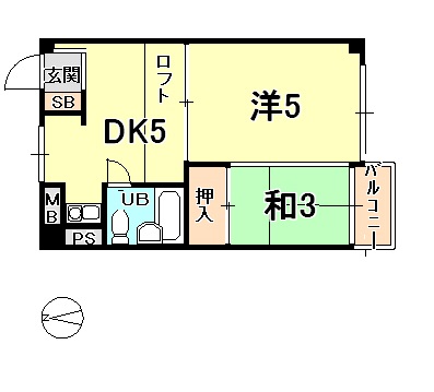 西宮市南越木岩町のマンションの間取り