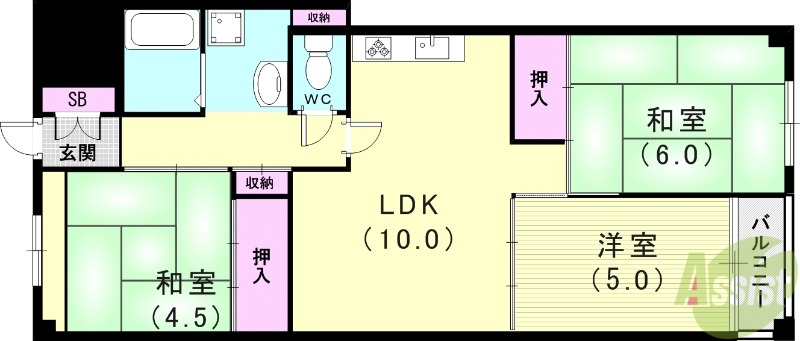 夢野ハイタウン３号棟の間取り