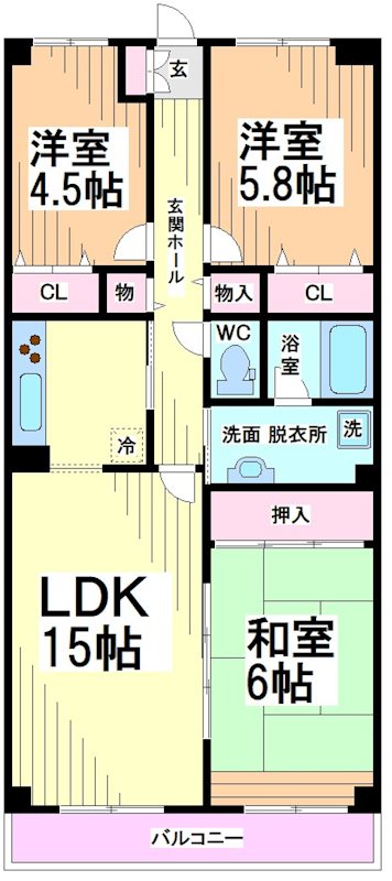 川崎市多摩区中野島のマンションの間取り