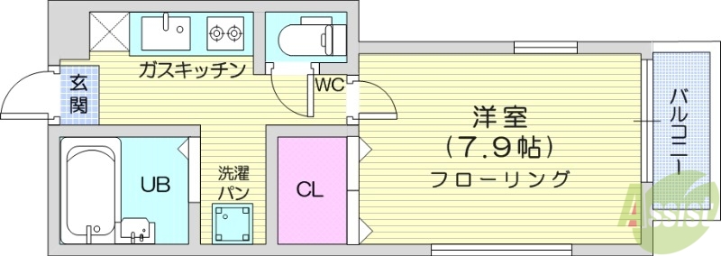 仙台市宮城野区二の森のアパートの間取り