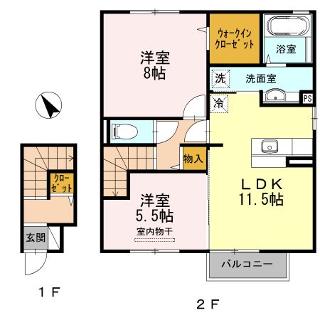 和歌山市松江北のアパートの間取り