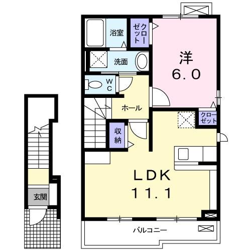 熊本市北区大窪のアパートの間取り