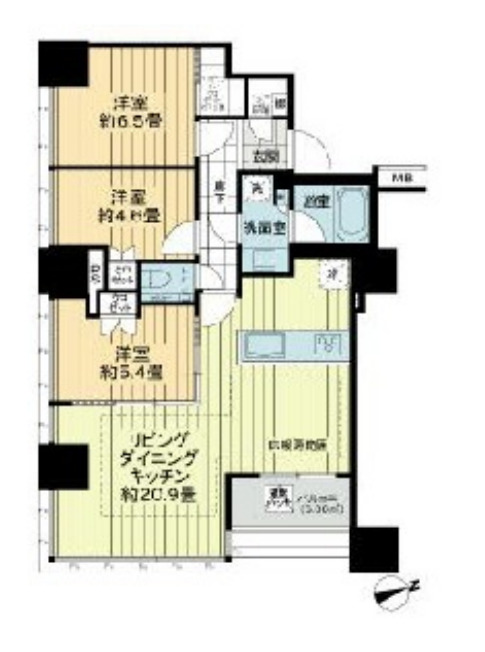 港区海岸のマンションの間取り