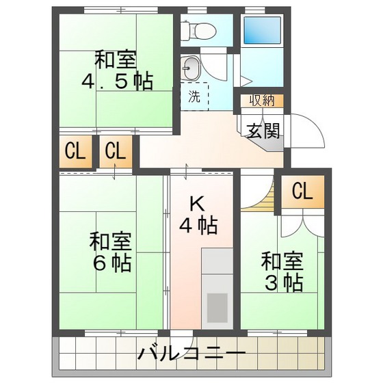 ビレッジハウス笹川２６号棟の間取り