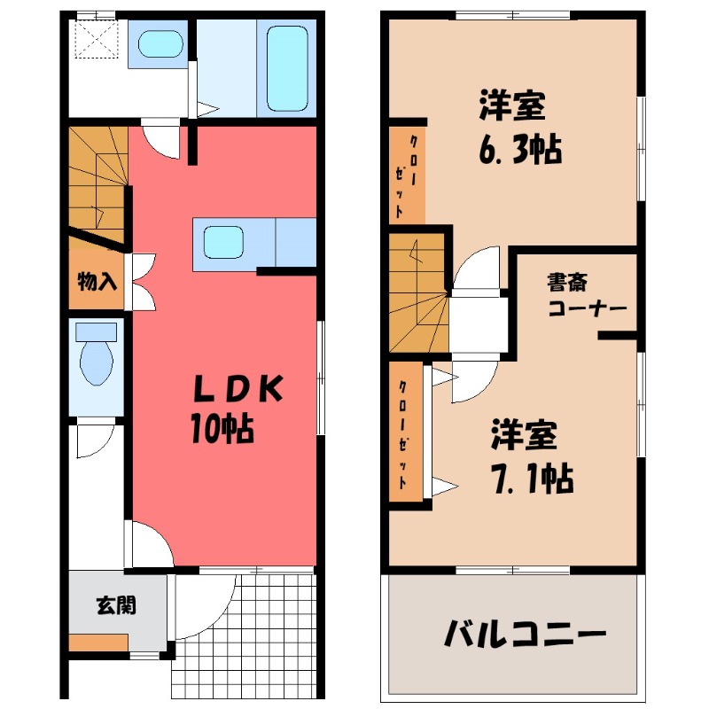 鹿沼市御成橋町のアパートの間取り