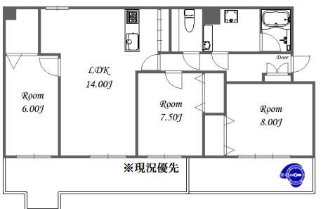 大阪市西区北堀江のマンションの間取り