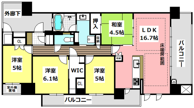 吹田市千里丘北のマンションの間取り