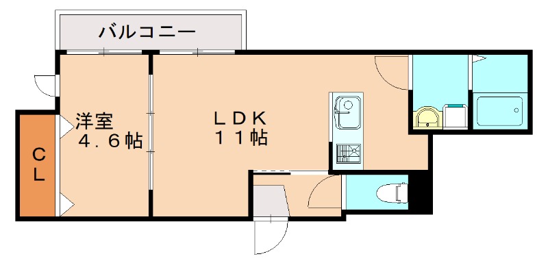 福岡市博多区西春町のアパートの間取り