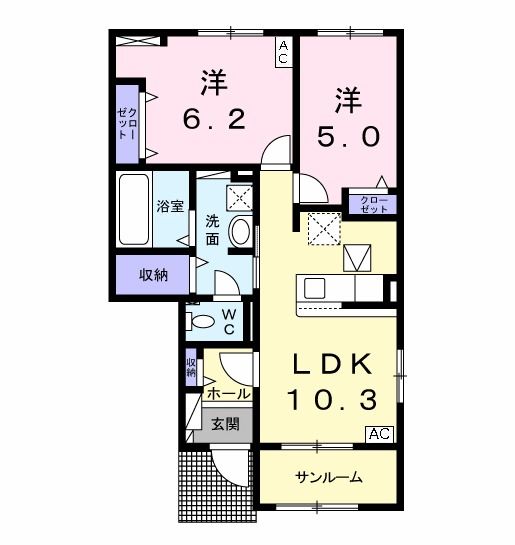 羽島郡岐南町徳田のアパートの間取り