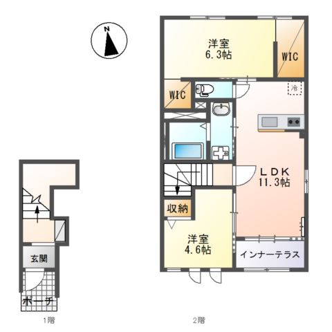 小田原市久野のアパートの間取り