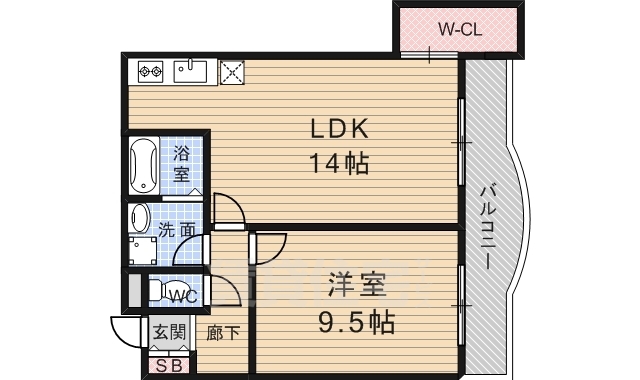 京都市伏見区城通町のマンションの間取り